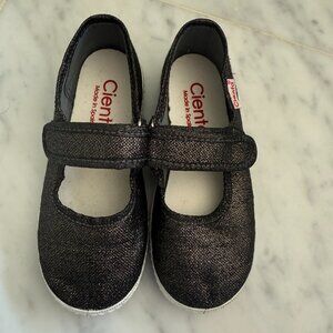 Girls Cienta Black Sparkle Mary Jane Sneakers, Size 27